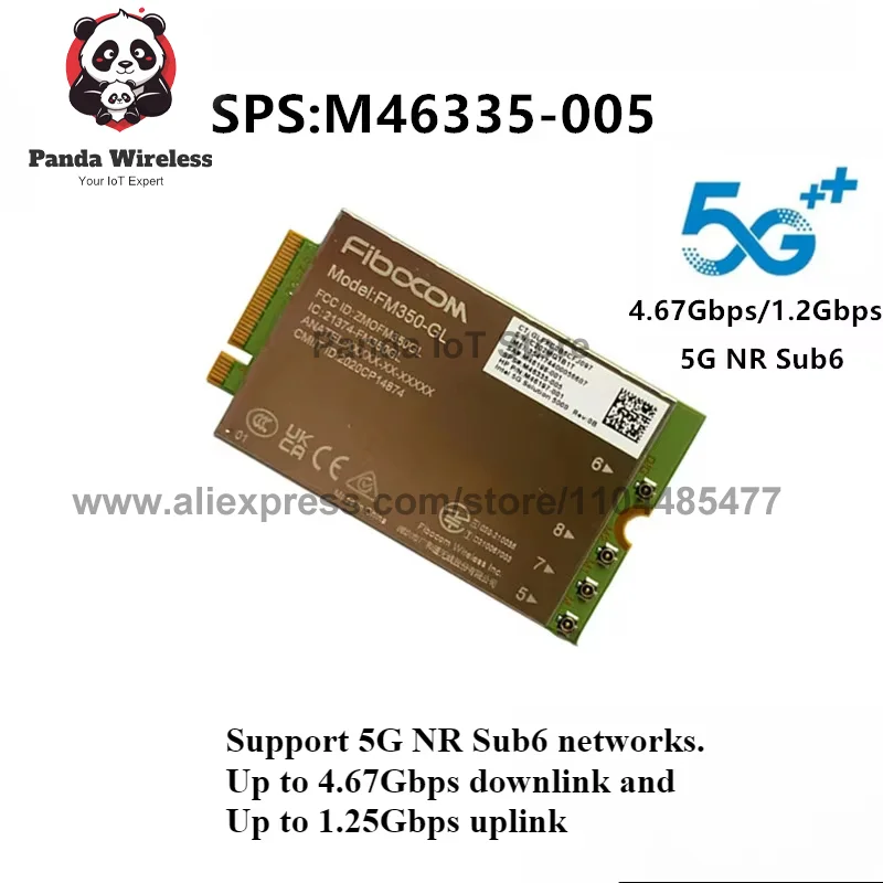 

FM350-GL 5G NR Sub6 M.2 Модуль для ноутбука HP-X360 7940hs 830 G8 840 850 G7 SPS M46335-005 5G LTE WCDMA 4x4 MIMO GNSS Модуль