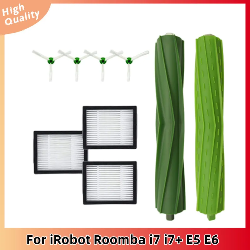 Kit de repuesto de piezas de aspiradora Robot, cepillos laterales Hepa, cepillos de rodillo y filtros para iRobot Roomba i7 i7 + E5 E6 I Series