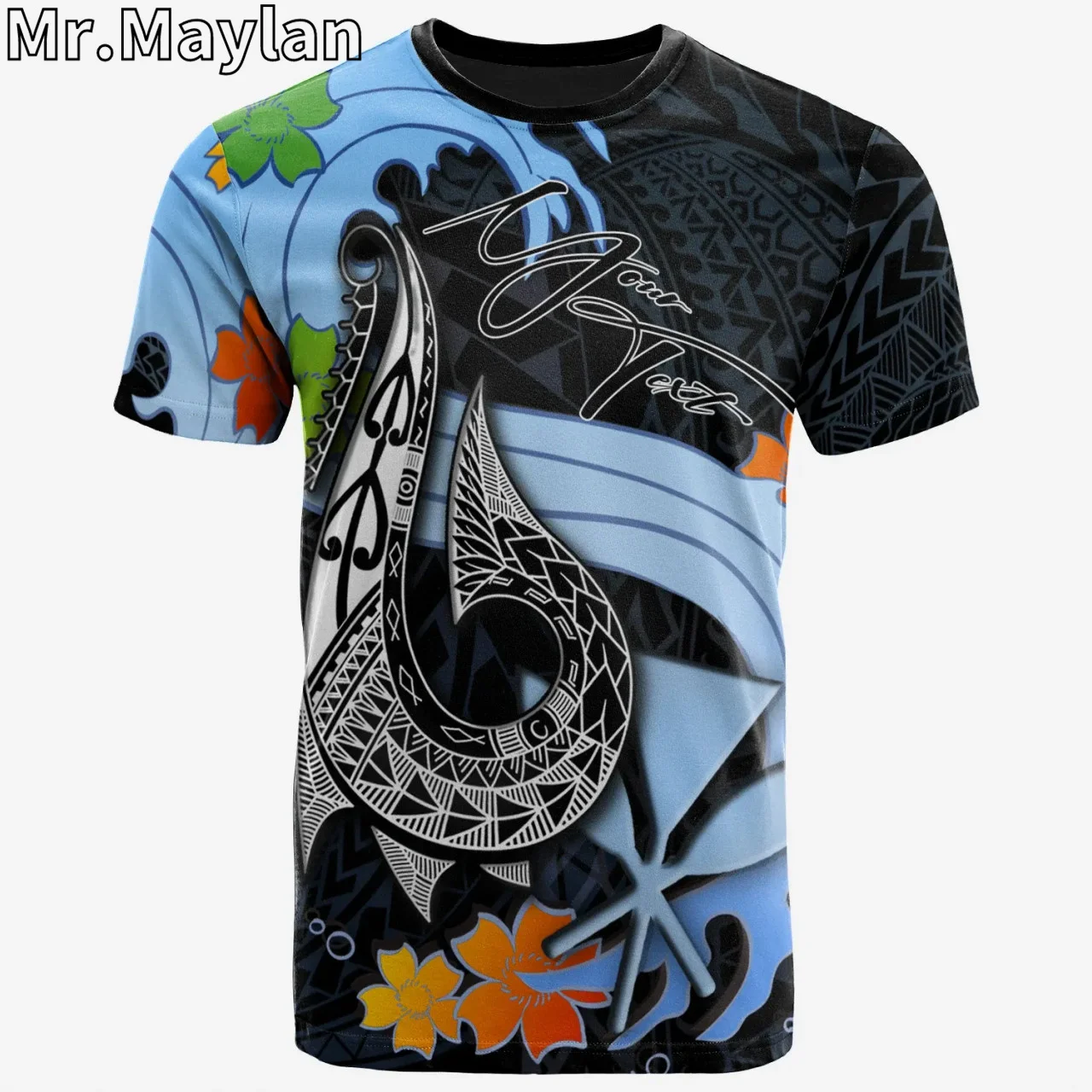 3D Print Hawaii Polynesian Kanaka Maoli T-Shirt Fish Hooks And Wave Tshirt Man/Woman Harajuku Streetwear Tshirts Short sleeve-66