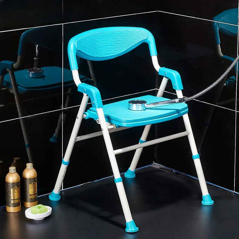 Aluminum alloy folding bathroom shower chair for the elderly, shower chair for pregnant women, non slip armrest