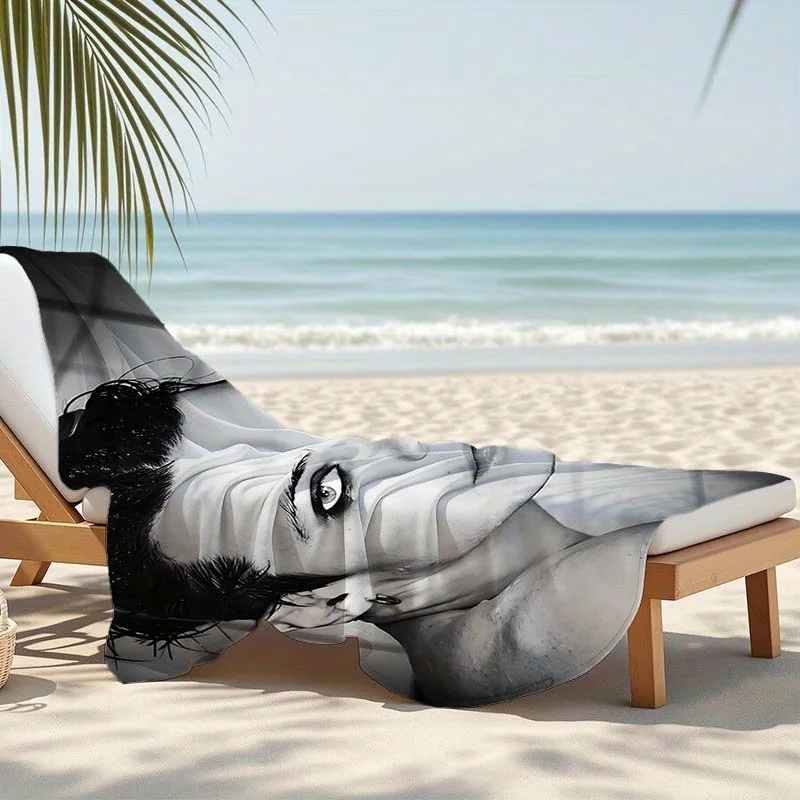 Customize YUNGBLUD Black and White Style Beach Towel, Quick-Dry Lightweight Absorbent, Machine Washable, Suitable for Pool, Beac
