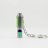 Colorful Stainless Steel Outdoor Survival High-frequency Popping Sound Basketball Referee Training Bird Whistle Keychain