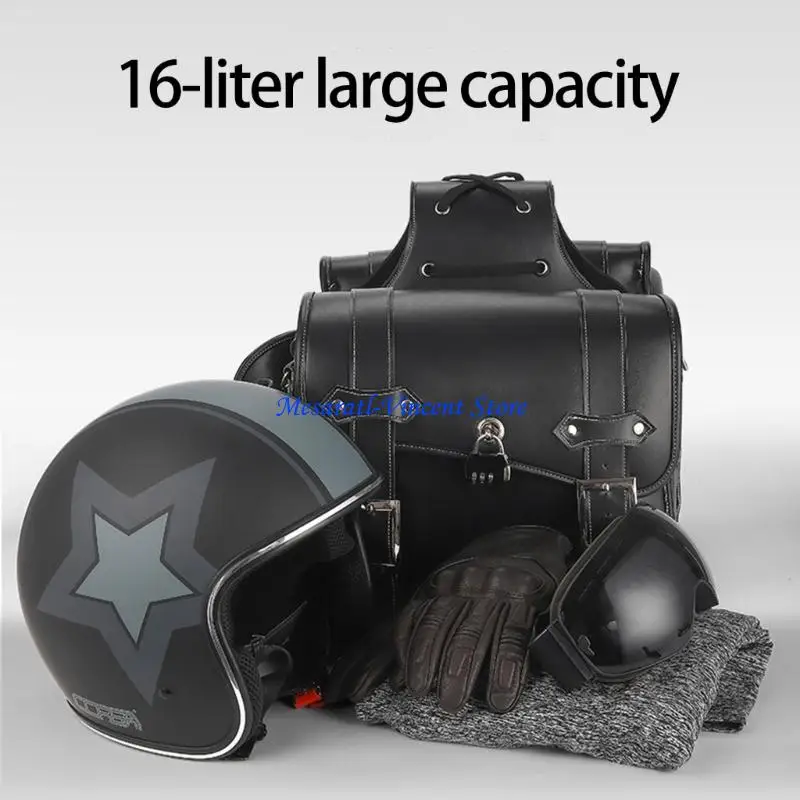 A70F Motorrad-Werkzeugtasche, Retro-Stil, Satteltasche, universelle wasserdichte Leder-Seitentasche, Reisegepäcktasche über – Detail 2