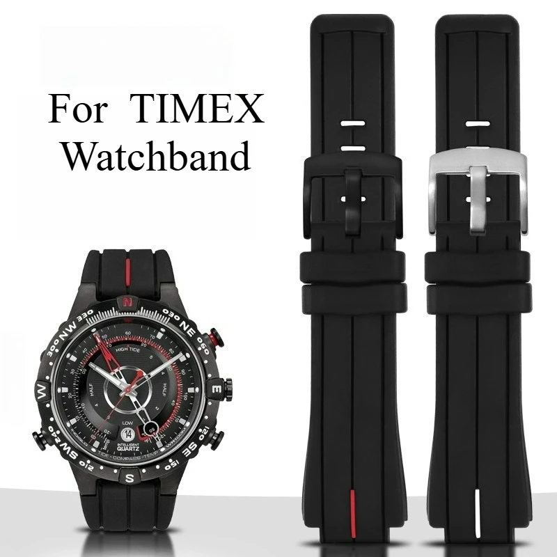 Para timex expedição maré-temp-boussole série t2n721 t2n720 t2n739 interface convexa esportes ao ar livre masculino pulseira de relógio de silicone