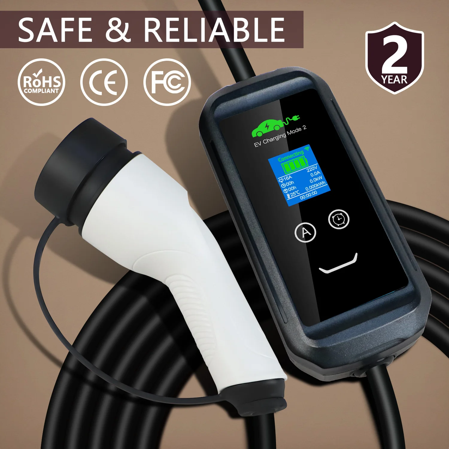 EV شاحن محمول Type2 / GB/T موصل قابس 16A 1 المرحلة 3.5KW Type1 3.5m محطة شحن صندوق الحائط للمركبات الكهربائية #2