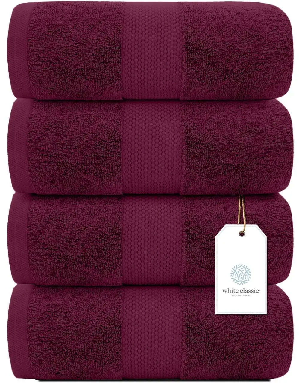 

Ultra Soft Wine Red Luxury 27x54 inch Quick Dry Bath Towels Large 700 GSM Cotton Set of 4 Highly Absorbent