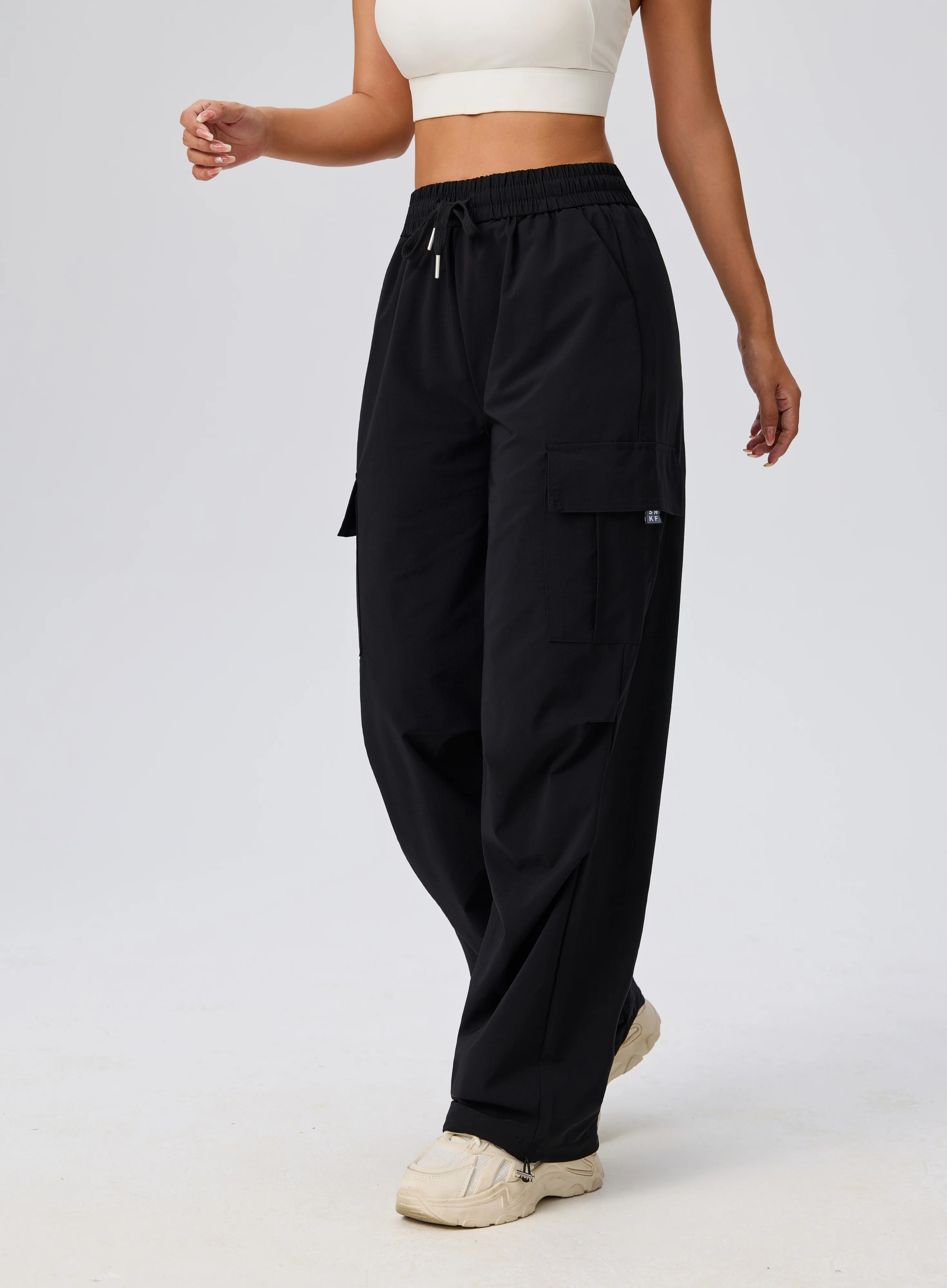 Casual cargobroek voor dames, taps toelopende slim-fit broek met meerdere zakken voor lente/zomer/herfst/winter