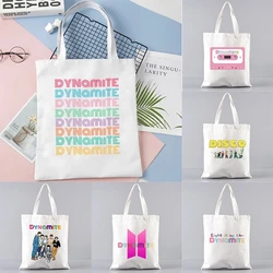 Simple Dynamite Canvas Shoulder Bag Fashion Large Capacity Portable Eco-friendly Shopping Bag Women's Foldable Handbag Schoolbag