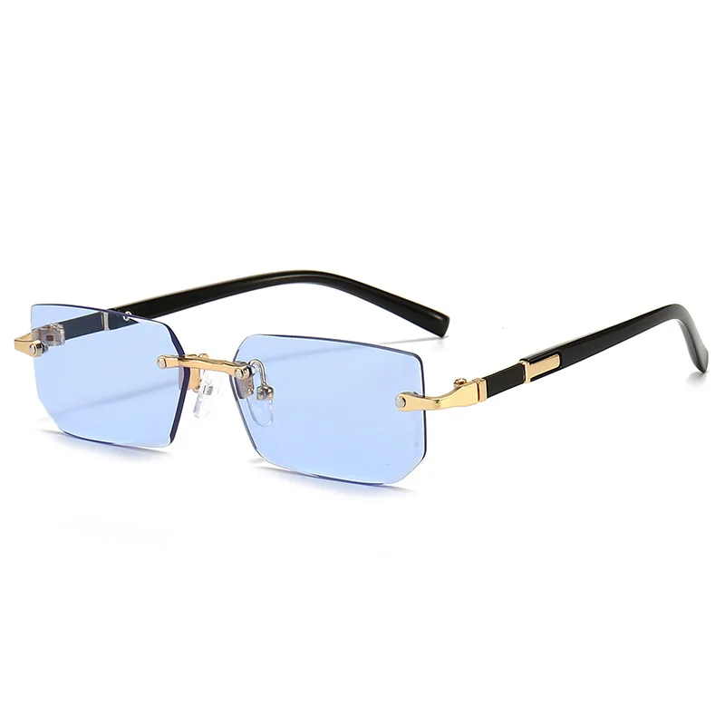 Rimless Sunglasses Rectangle Fashion Popular Women Men Shades Small Square Sun Glasses For Female Male Summer Traveling Oculos image 2