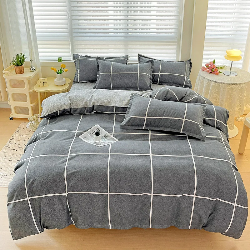 Cotton Bedding, Duvet Covers, Bed Sheets, Pillowcase, 3/4 Pieces Set for Male and Female Student Dormitories, Home Decoration