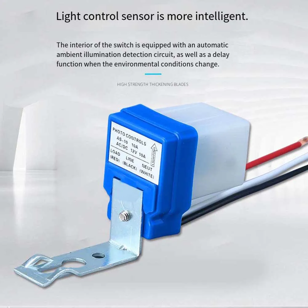 12V AS10 Light Sensor Switch for Outdoor Lighting Automatic On/Off Control for Streetlights Pathways and Porch Lights