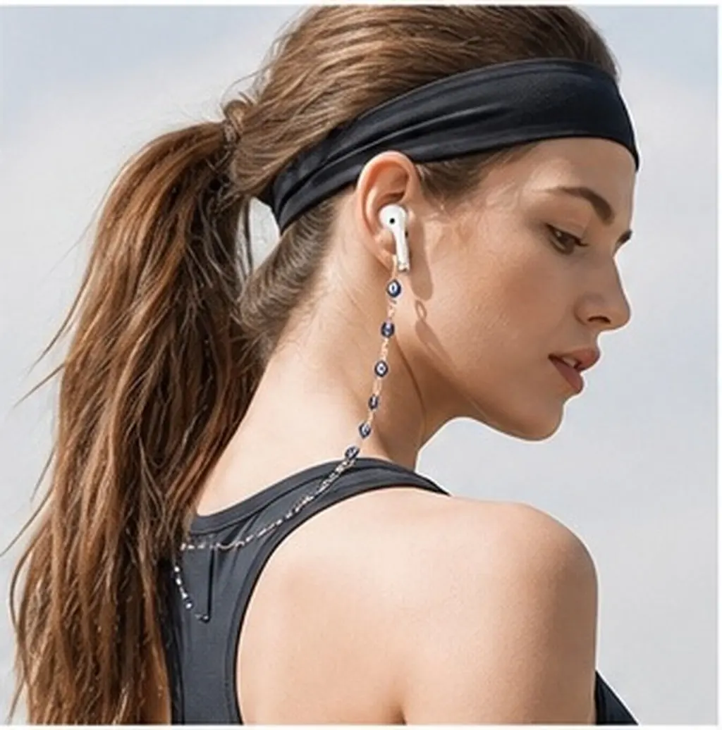Anti-Lost Lanyard Earpiece Holder Chain for Wireless Earbuds – Blue Strap