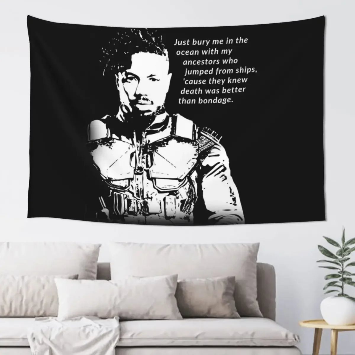 Erik Killmonger 'Bury Me' Memorable Famous Quote Tapestry Bedroom Organization And Decoration Aesthetics For Room Tapestry