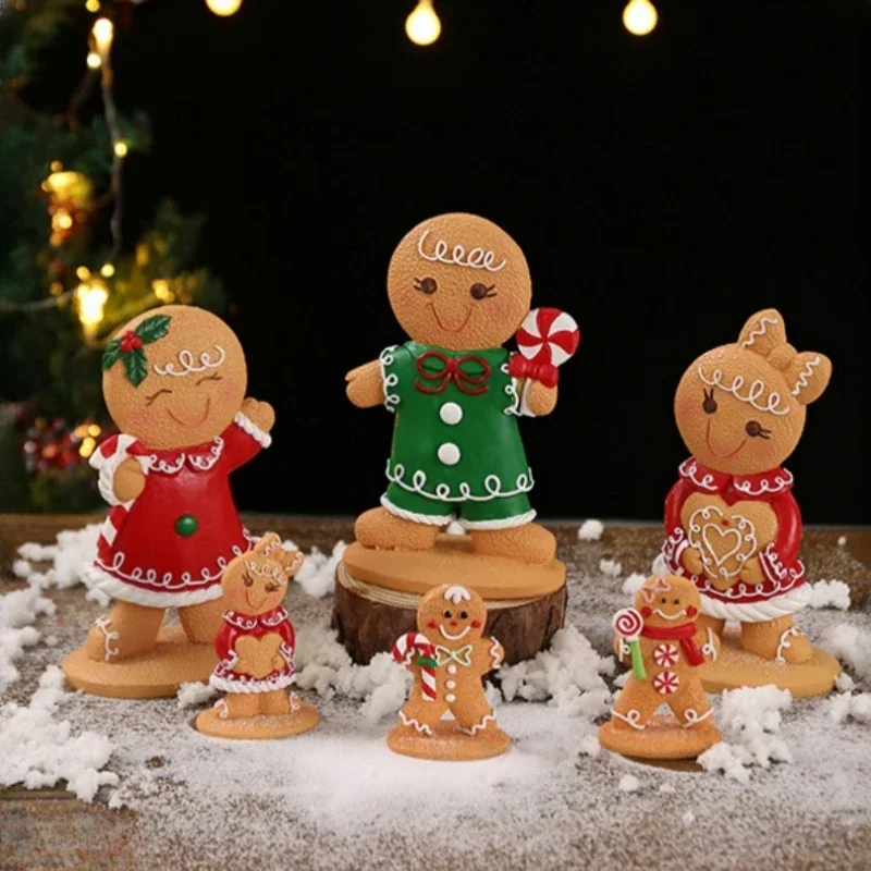 Christmas Cartoon Gingerbread Man Ornament, Xmas Window Decoration, Resin Crafts, Children\'s Holiday Gifts, Home Decorations