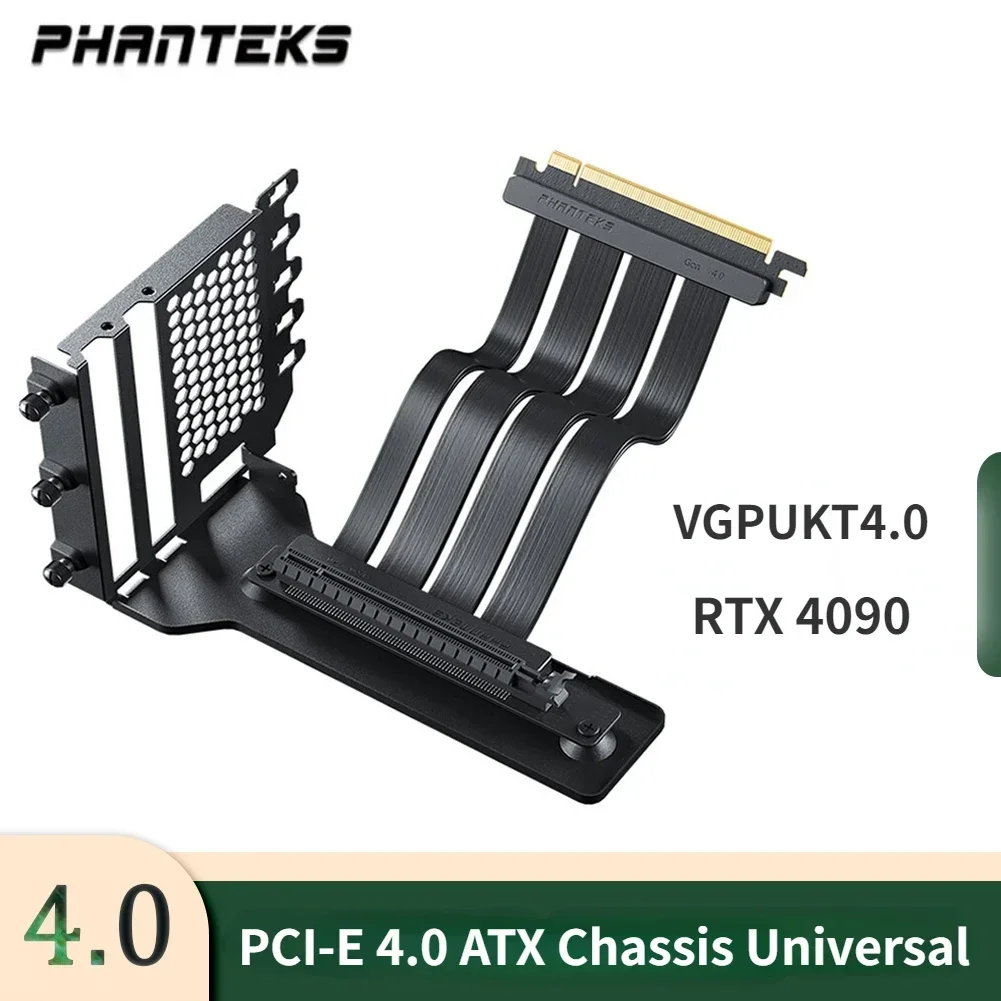 Phanteks VGPUKT 4.0 PCI-E 4.0 GPU Riser Cable RTX 4090 Graphics Card Universal Vertical Bracket Kit 7 Slot Mount VGA ATX Chassis