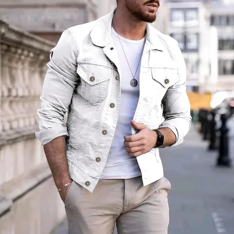 2026 new men's denim jacket single breasted denim jacket fashionable slim fit men's casual 6 colors to choose from