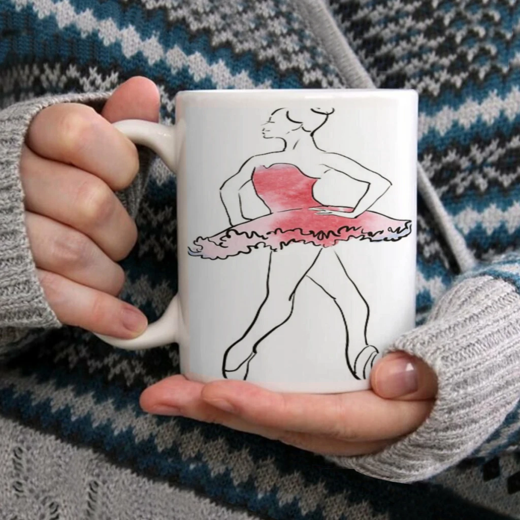 

ballerina figure, watercolor illustrationCoffee Mug Tea Cup 11oz Coffee Cup Funny Birthday Ceramic Mug Personalized Cup