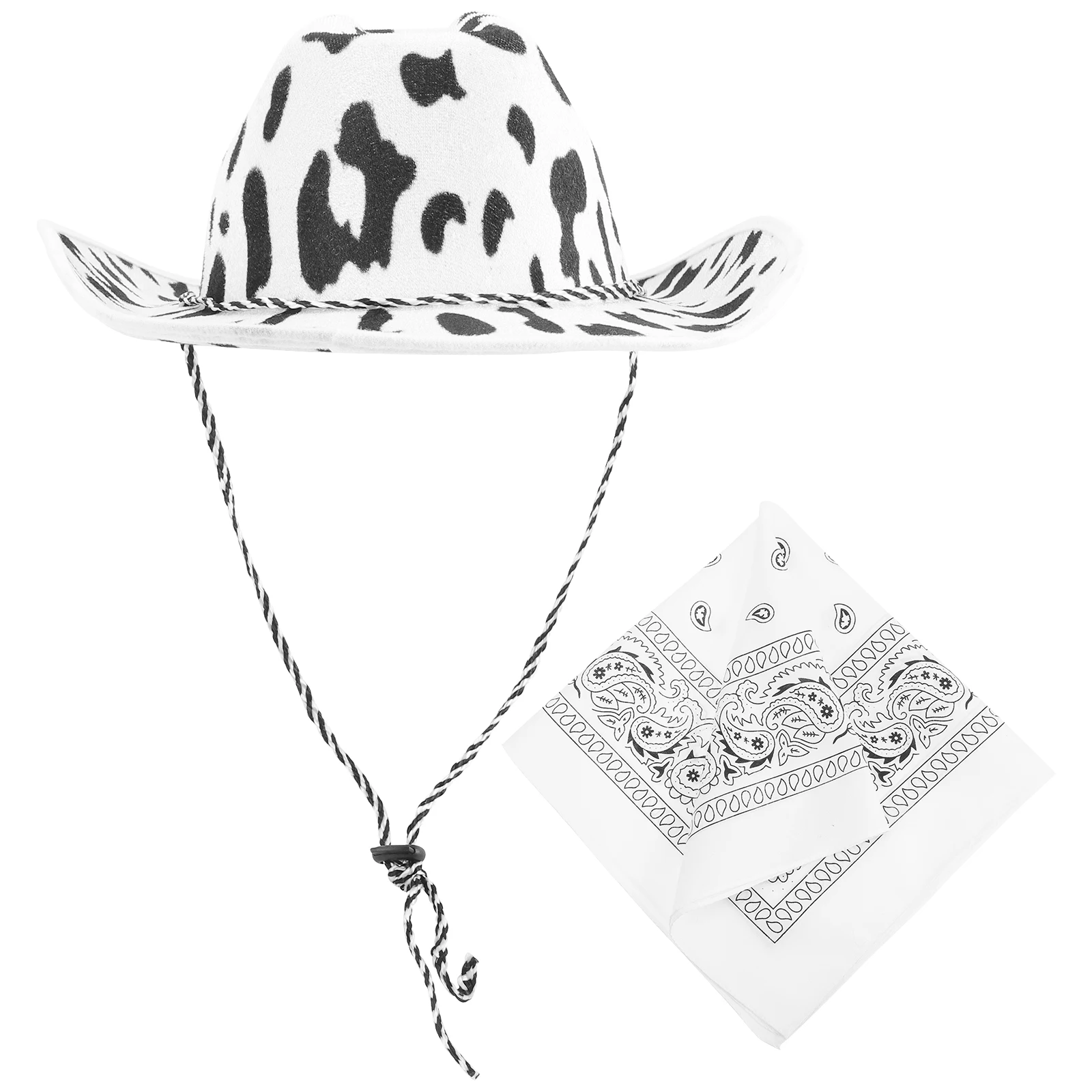 

1 set 1 Set Cow Print Cowgirl Hat Adjustable Party Wedding Halloween Cosplay Felt Hat For Women Men Dress Up Costume Accessories