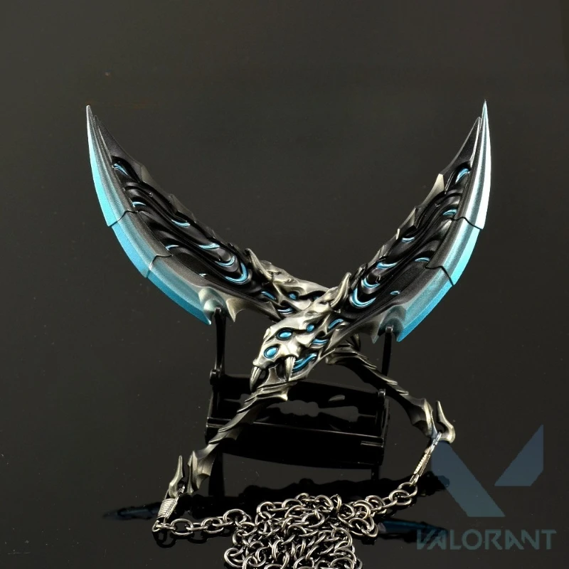 Flood Fury Double Chop Knife 19 cm/7.48 pollici Valorant Periferiche di gioco Tutto in metallo Arma Cosplay Coltelli Modelli Artigianato Regali Giocattoli