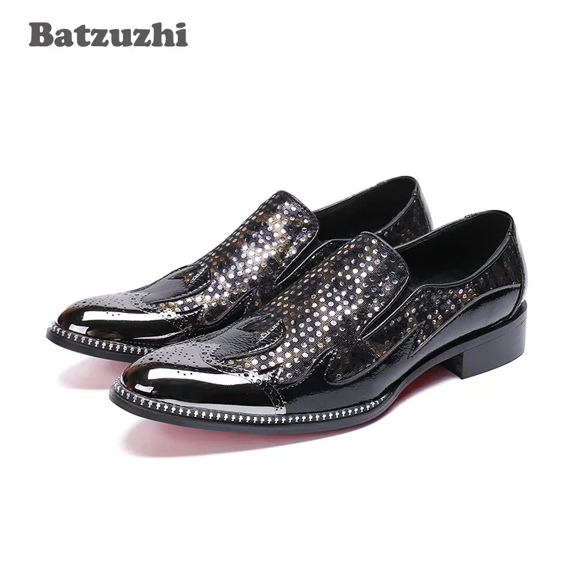 

Batzuzhi Handmade Men Shoes Iron Toe Black Genuine Leather Dress Shoes Men Formal Oxford Shoes for Men zapatos de hombre, US12