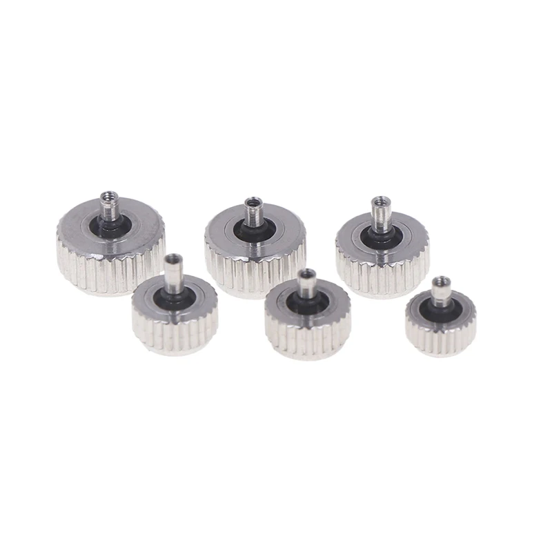 [ZY]2PCS Silver Color Steel Watch Crown 4.5mm To 7mm Head Diameter With Long Post For Watch Crowns Repair[ZY]