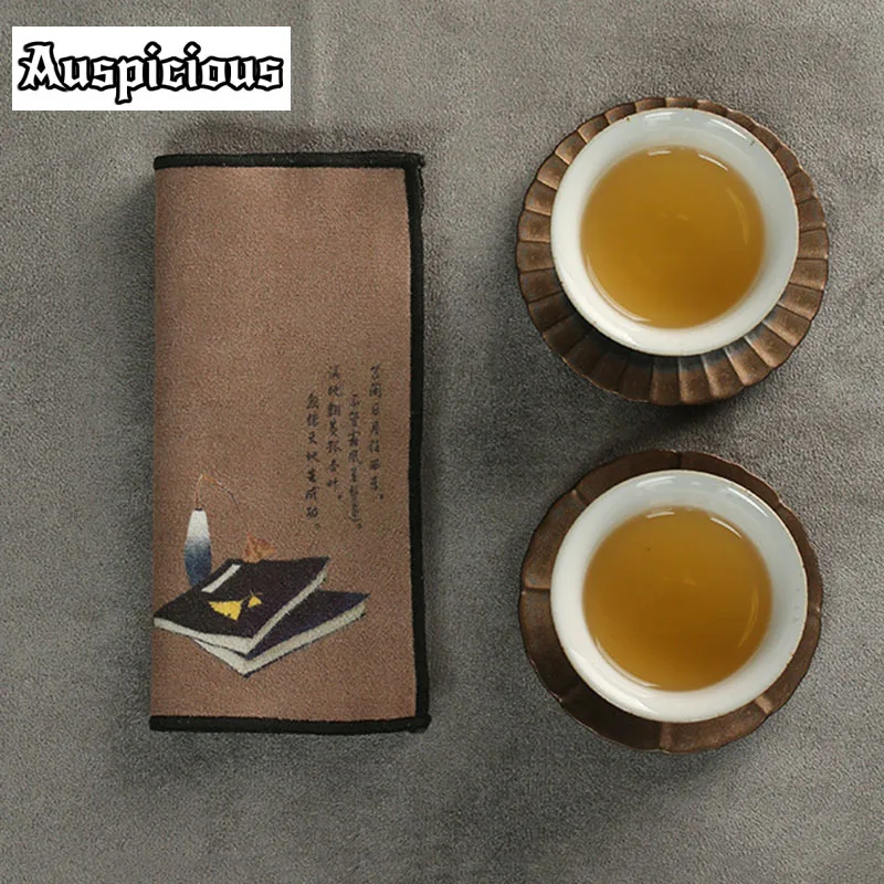 Suede Tea Towel Household Zen Tea Table Tea Cloth High-Grade Absorbent Clay Tea Mat Kung Fu Tea Napkin Tea Accessories