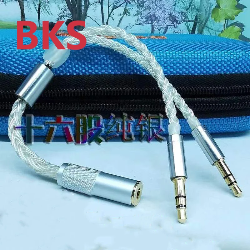 Chất Lượng Cao 16 Core Độ Tinh Khiết Cao Bạc Hiệu Headphone Cho Máy Tính 3.5Mm 1 Ra 2 Dual 3.5Mm âm Thanh AUX PC Adapter