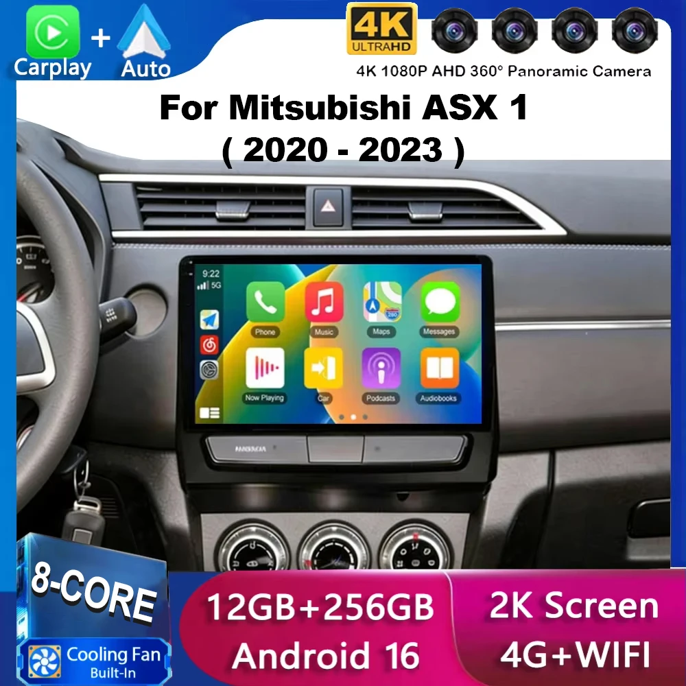 Android 16 For Mitsubishi ASX 2020 2021-2023 Car Radio Multimedia Video Player GPS Navigation Head Unit Carplay Auto 360 Camera