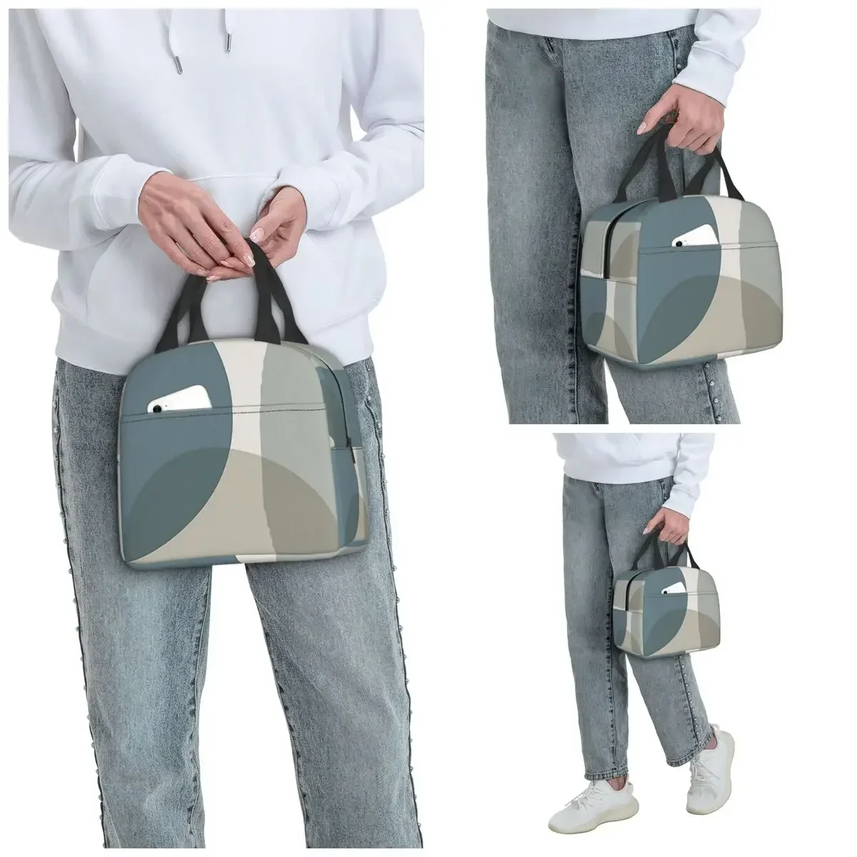 Mid Century Minimali Insulated Lunch Bag for Women Office Cooler Thermal Food Box Tote Portable Lunch Boxes Container