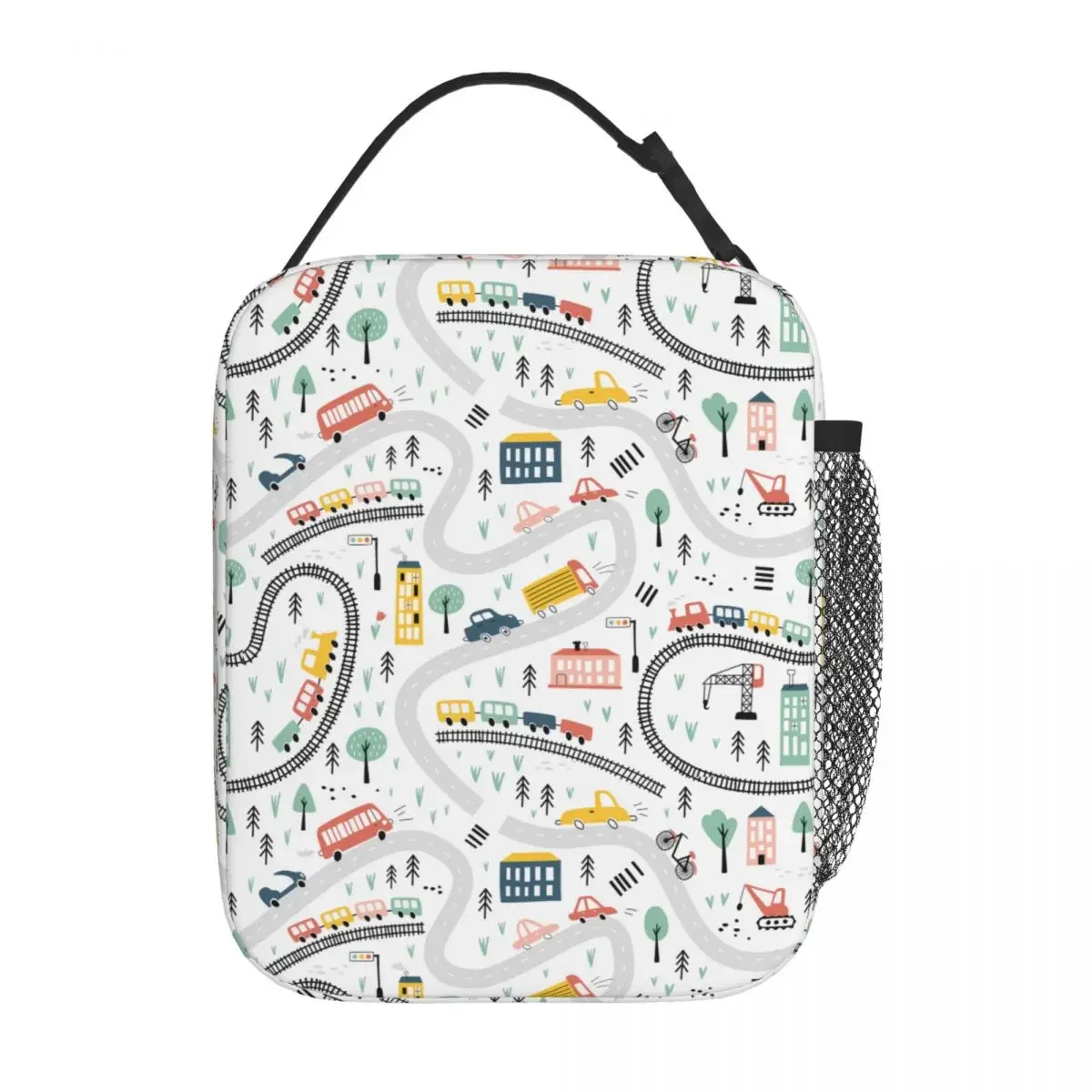 Cars Trains Road Cartoon Transport For Kids Insulated Lunch Bag for Boys Kids Food Box Reusable Cooler Thermal Lunch Box