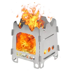 Titanium Outdoor Camping Stove Portable Ultralight Folding Wood Stove Pocket Stove Camping Fishing Hiking