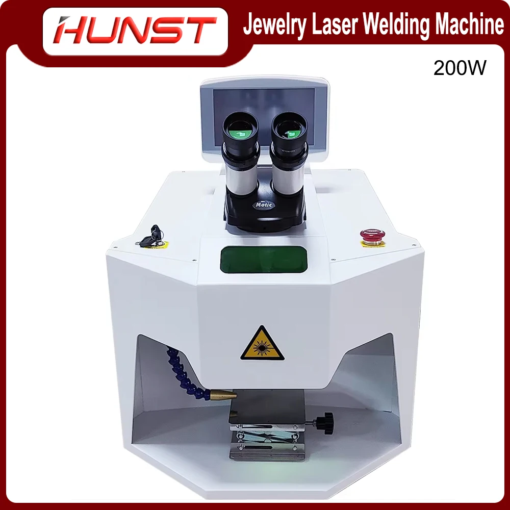 Hunst 200w jóias laser máquina de solda a ponto solda a laser com hd ccd microscópio para ouro prata corrente anel pingente dentadura