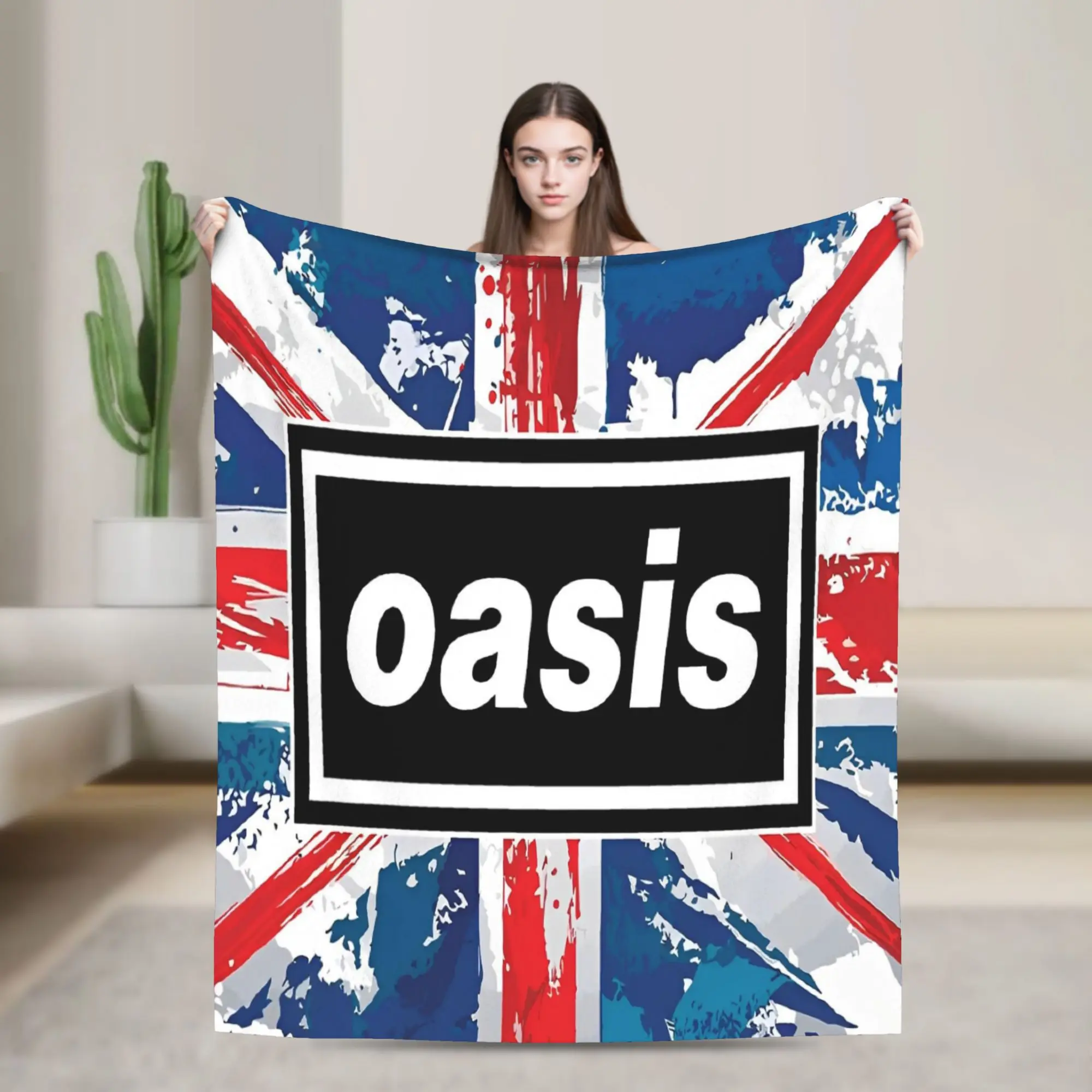 Rock Band O-Oasis Blanket Flannel Summer Air Conditioning Breathable Lightweight Thin Throw Blanket for Sofa Bedroom Bedspread