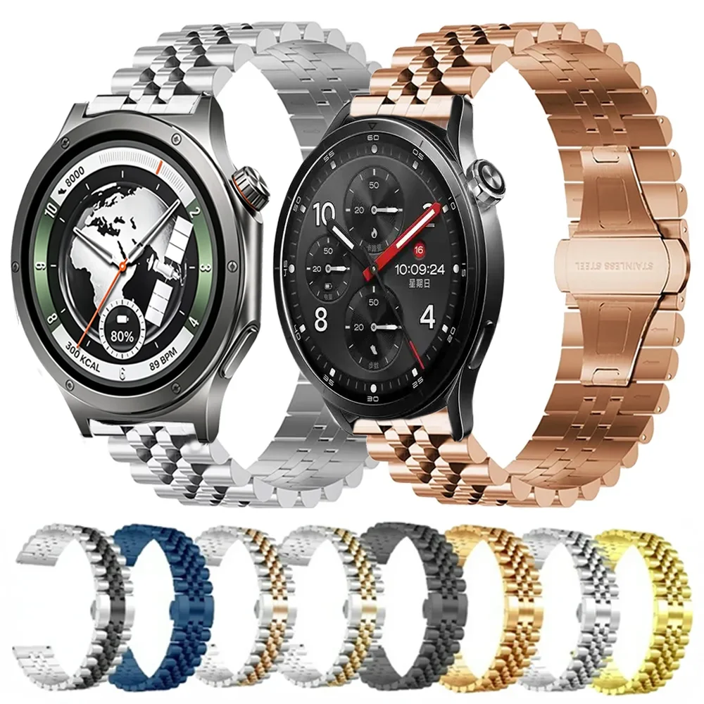 Bracelet en métal de 22 mm pour Xiaomi Watch 5 S5 S4 S3 S2, bracelet pour Oneplus Watch 4 3 2 2R Lite, bracelet en acier inoxydable pour OPPO Watch S X3 X2 X