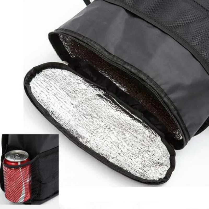 Car Seat Back Multi-Pocket Ice Pack Bag Hanging Organizer Collector Storage Box Car Interior Accessories Black Stowing Tidying