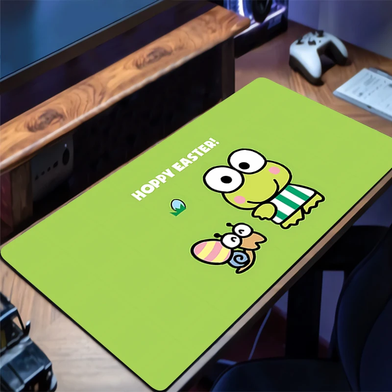 Tappetino per mouse Kero Kero Keroppi Grande XXL Gamer Accessori da gioco Velocità Tastiera Bordo di bloccaggio in gomma Tappetino da scrivania Tappetino per mouse per laptop da ufficio