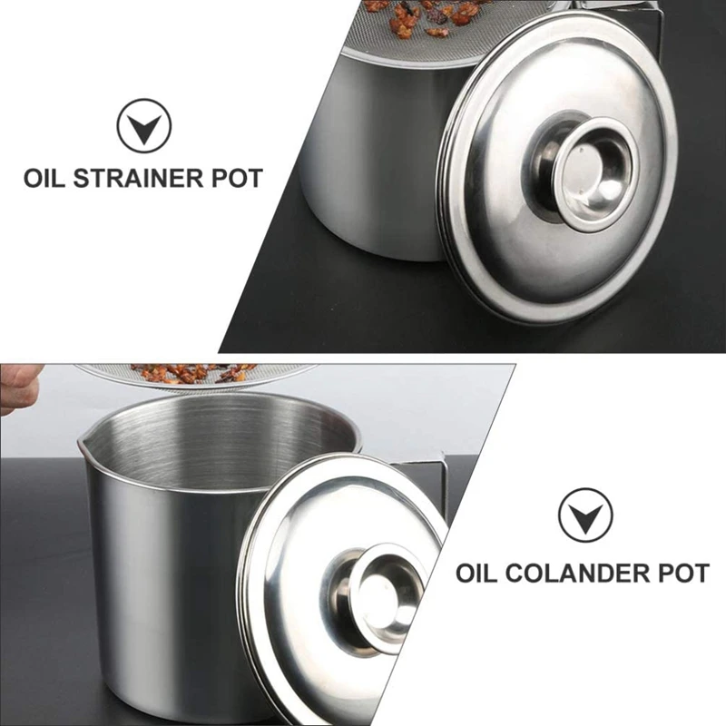 Stainless Steel Oil Filter Pan Oil Storage Tank Container With Fine Filter Screen Dust Cover, Used To Store Frying Oil