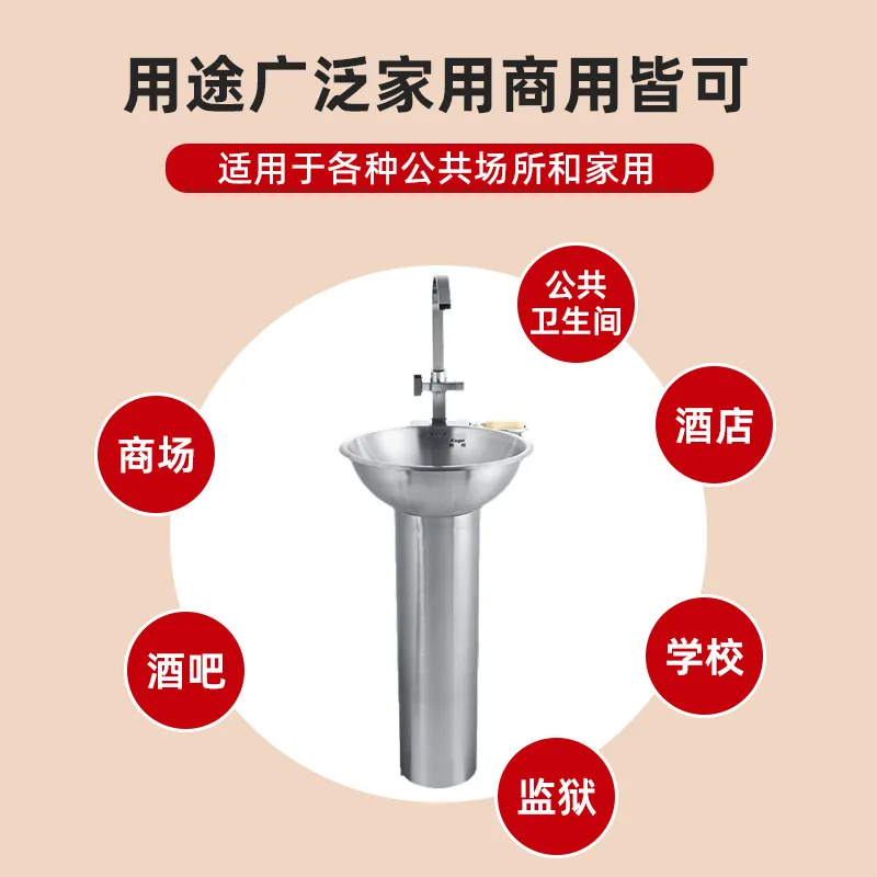 Kolom ronde RVS wastafel Schoolslaapzaal wastafel