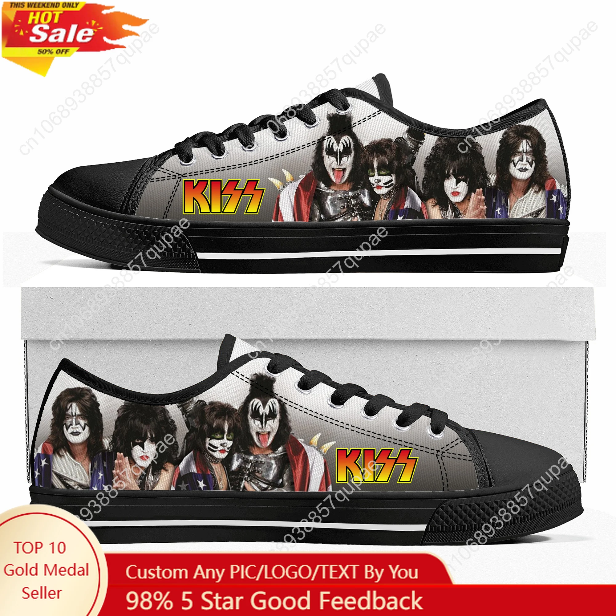 

Kiss Heavy Metal Rock Band Low Top Lightweight Sneakers Mens Womens Teenager High quality Canvas Sneaker Travel Casual Shoes