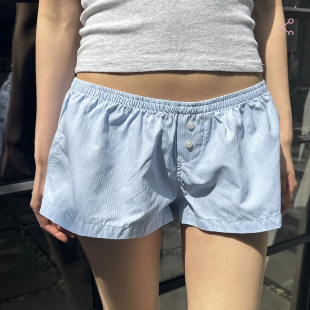 

Button Striped Cotton Shorts Women Summer Clothes 2024 High Waist White Kawaii Cute Skort Shorts Girls 2000s Y2K Youthful Shorts