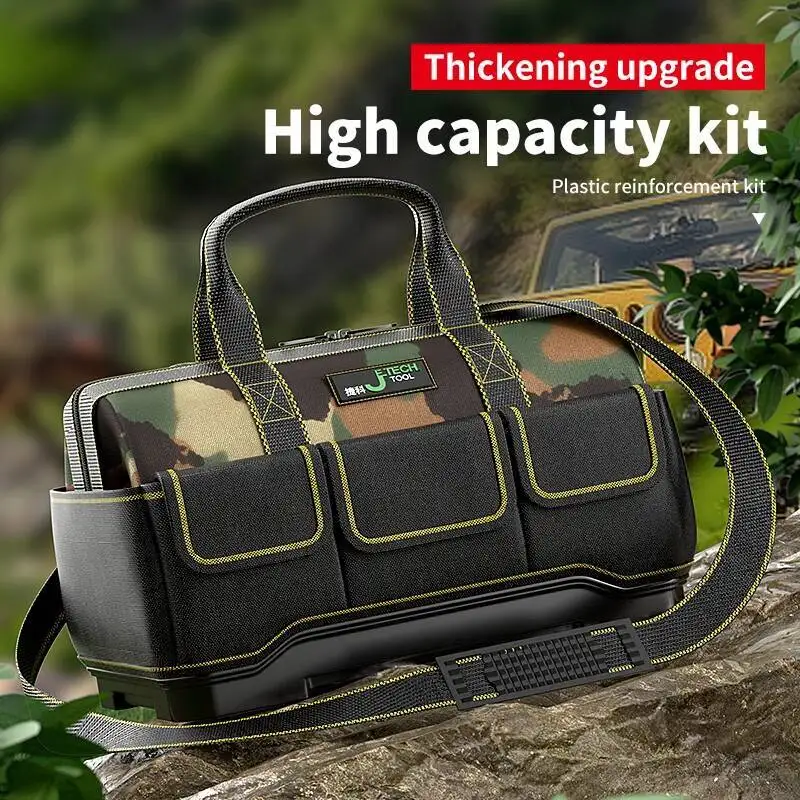 حقيبة أدوات كبيرة ناعمة الجوانب مع قاعدة معززة - تصميم واسع متعدد الجيوب لتنظيم الشدات والمفكات والأدوات #4