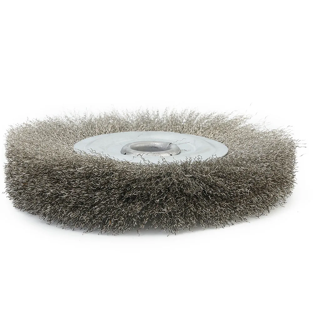 5inch Crimped Stainless Steel Wire Wheel Brush Bench Grinder Abrasive 16mm Hole Diamter For Deburring Rust Scale