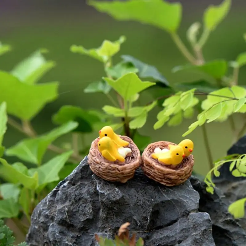 77JB Mini Resina Pássaro Ornamentos miniatura parecem bonsai paisagem real para boneca