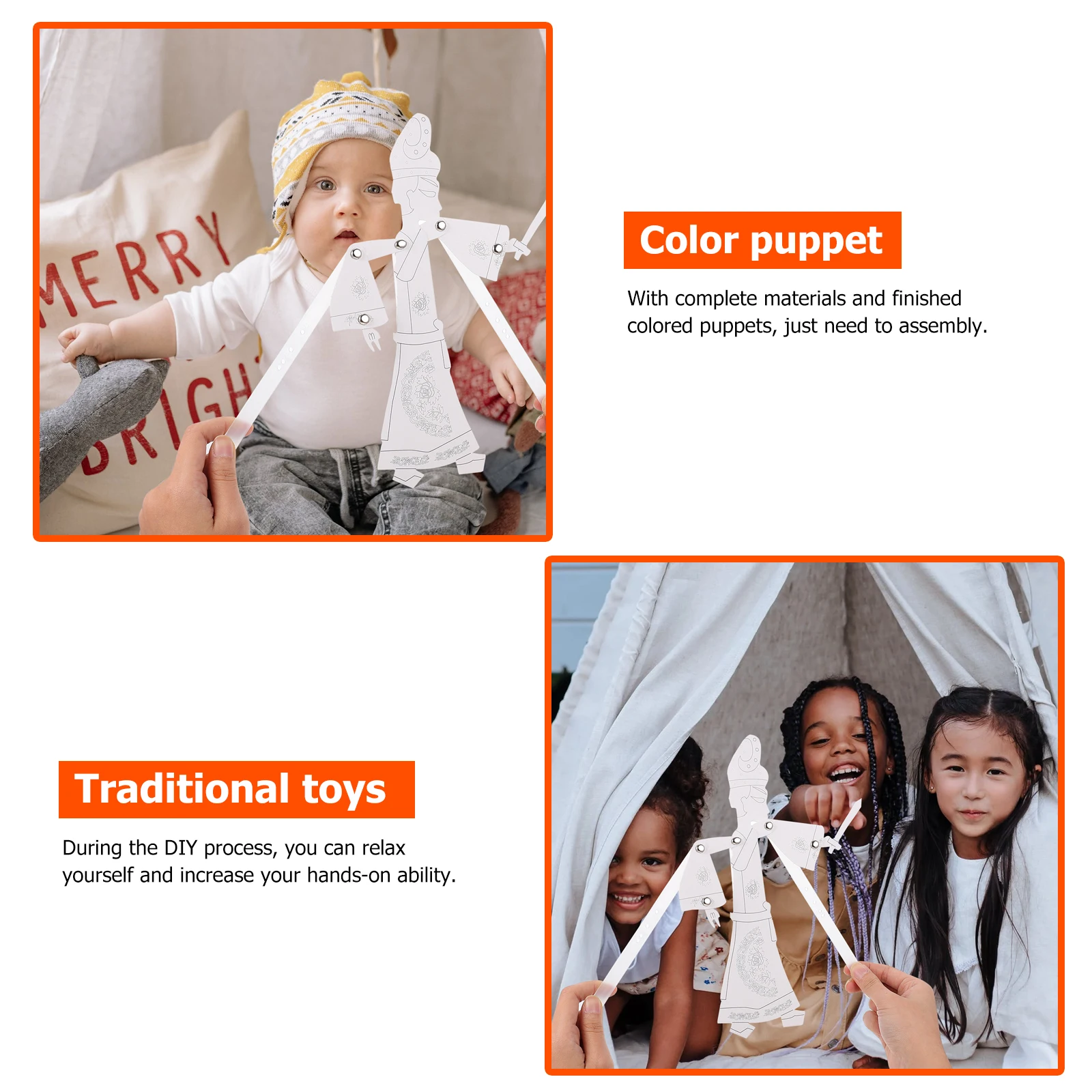 

4 Sets Shadow Diy Shadow Assembled H made Craft Performance Prop Traditional Toy Puppet Show