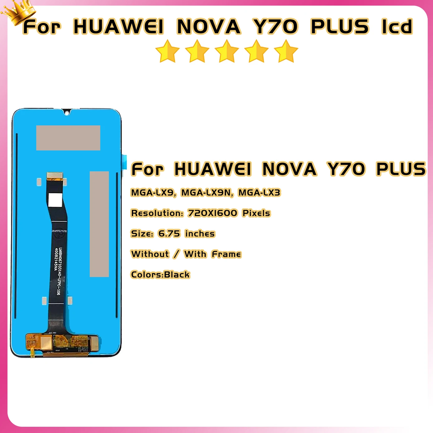 6.75\'\'High quality For Huawei Nova Y70 LCD Display Touch Screen For Huawei Nova Y70 Plus MGA-LX9 LCD Display Assembly With Frame