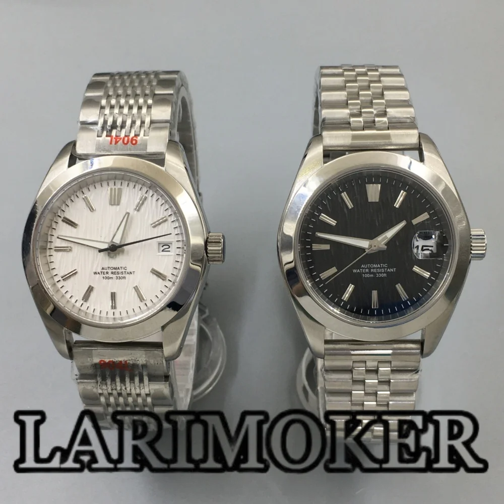 

LARIMOKER 38 мм NH35 мужские механические часы полированный безель сапфировое стекло зеленый черный белый синий циферблат дата 100 м водонепроницаемые часы