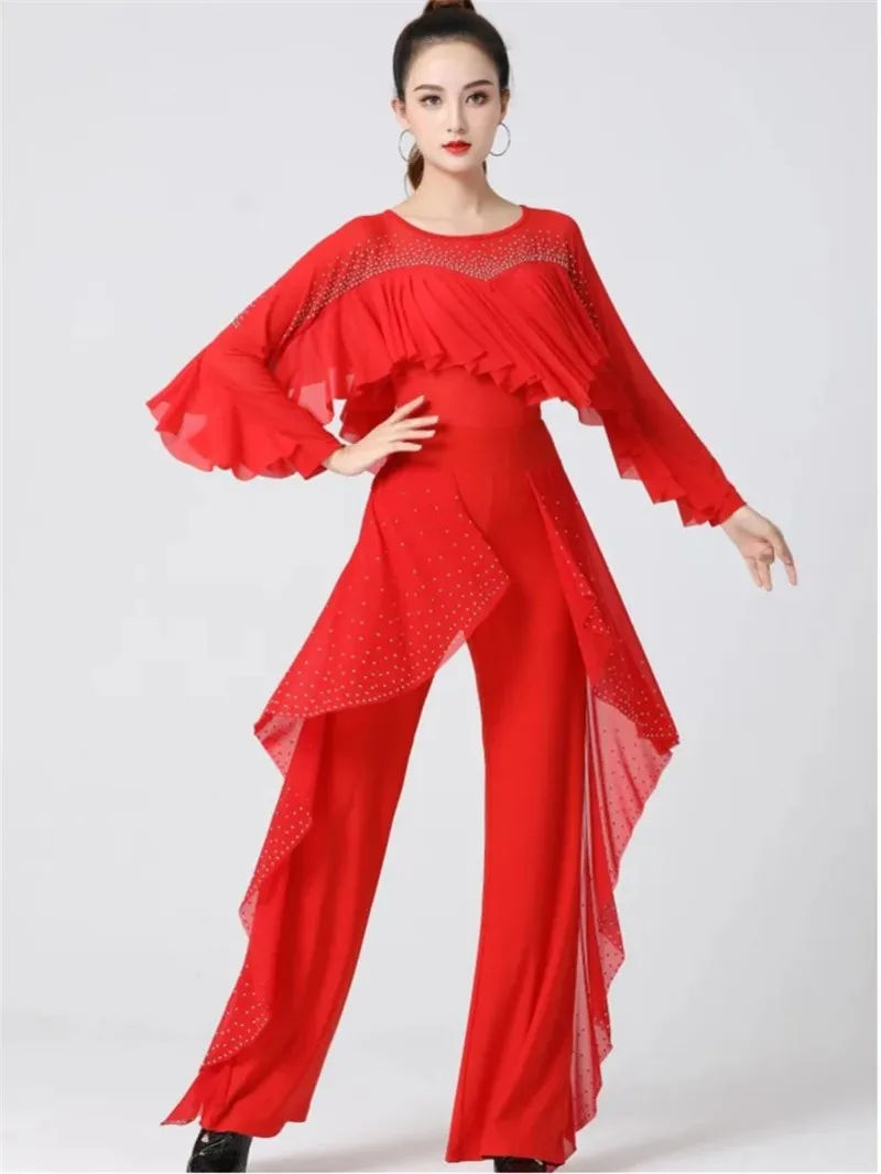 Woman Tops Latin Costume Ruffle Ballroom Pole Dance Clothing Ballet Standard Elegant Modern Festival Outfit Jazz Street Shirt - Image 5