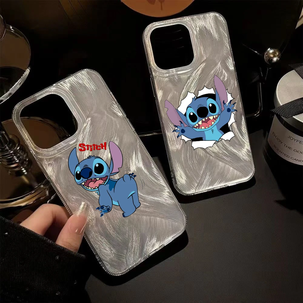 Funda de teléfono con láser de plumas transparentes de Disney Stitch para REDMI NOTA 13 12 12S 12R 11 11S 10 S LITE PRO PLUS 5G