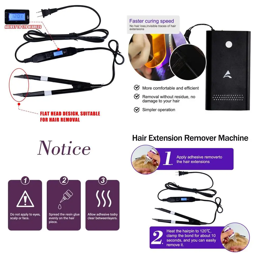 

Ultra Light Hair Extension Kit, UV-Enhanced, 6x20g Adhesive, 4x30ml Remover, Professional Tools, Fast Application