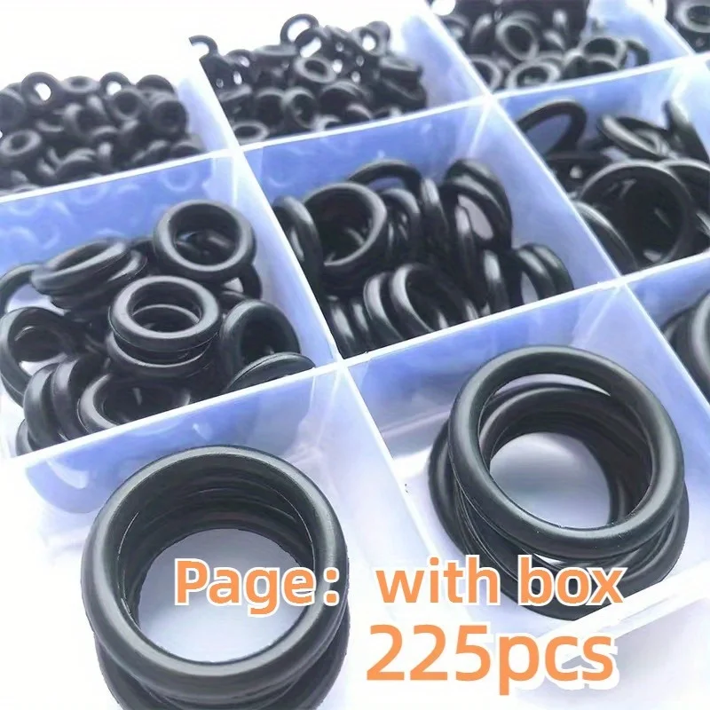 طقم حلقات دائرية مطاطية عالية المتانة مكونة من 225 قطعة: أختام مقاومة للزيت/الماء. أحجام شاملة للاستخدام المتعدد #3